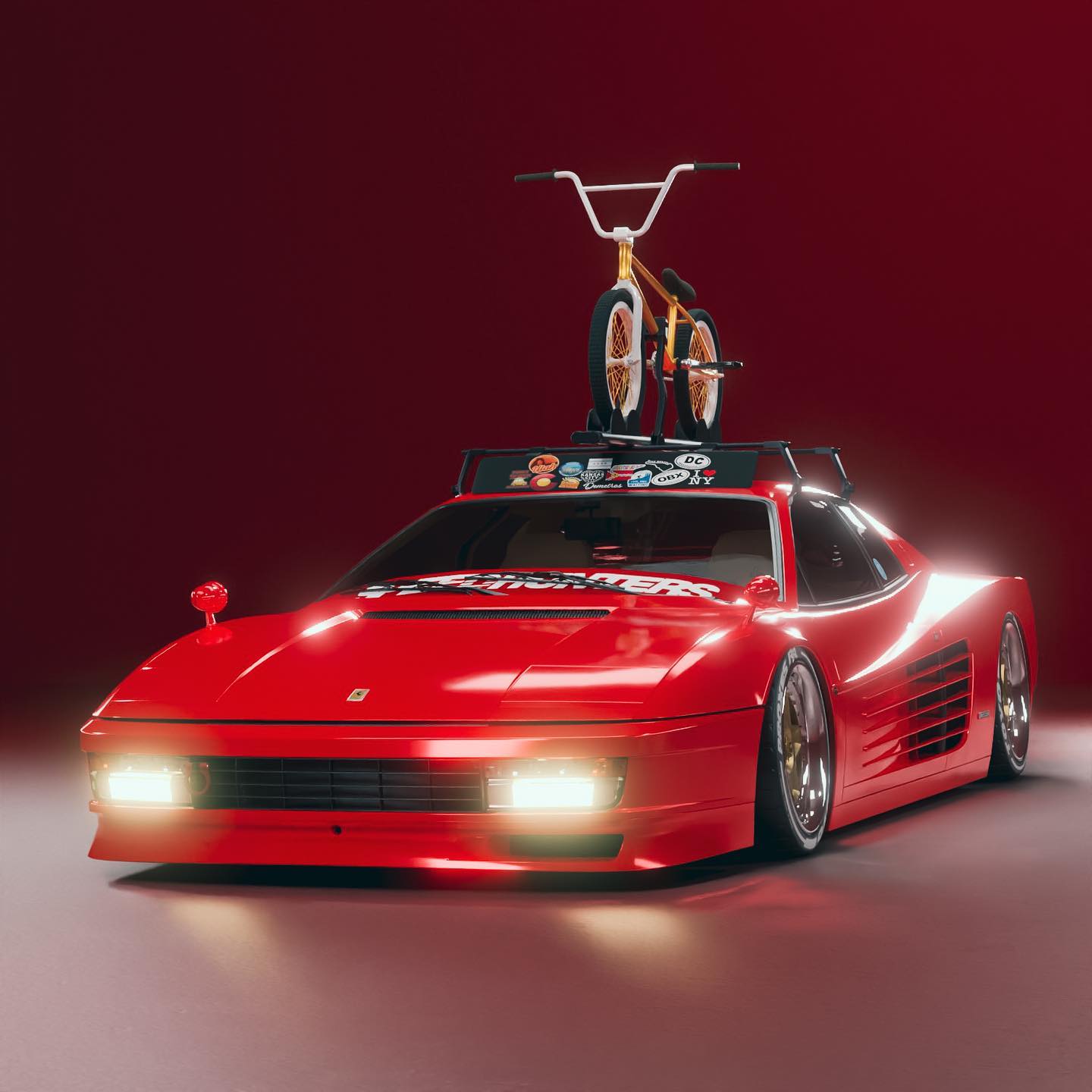 Stanced Ferrari Testarossa 'Rosie' CGI Restomod