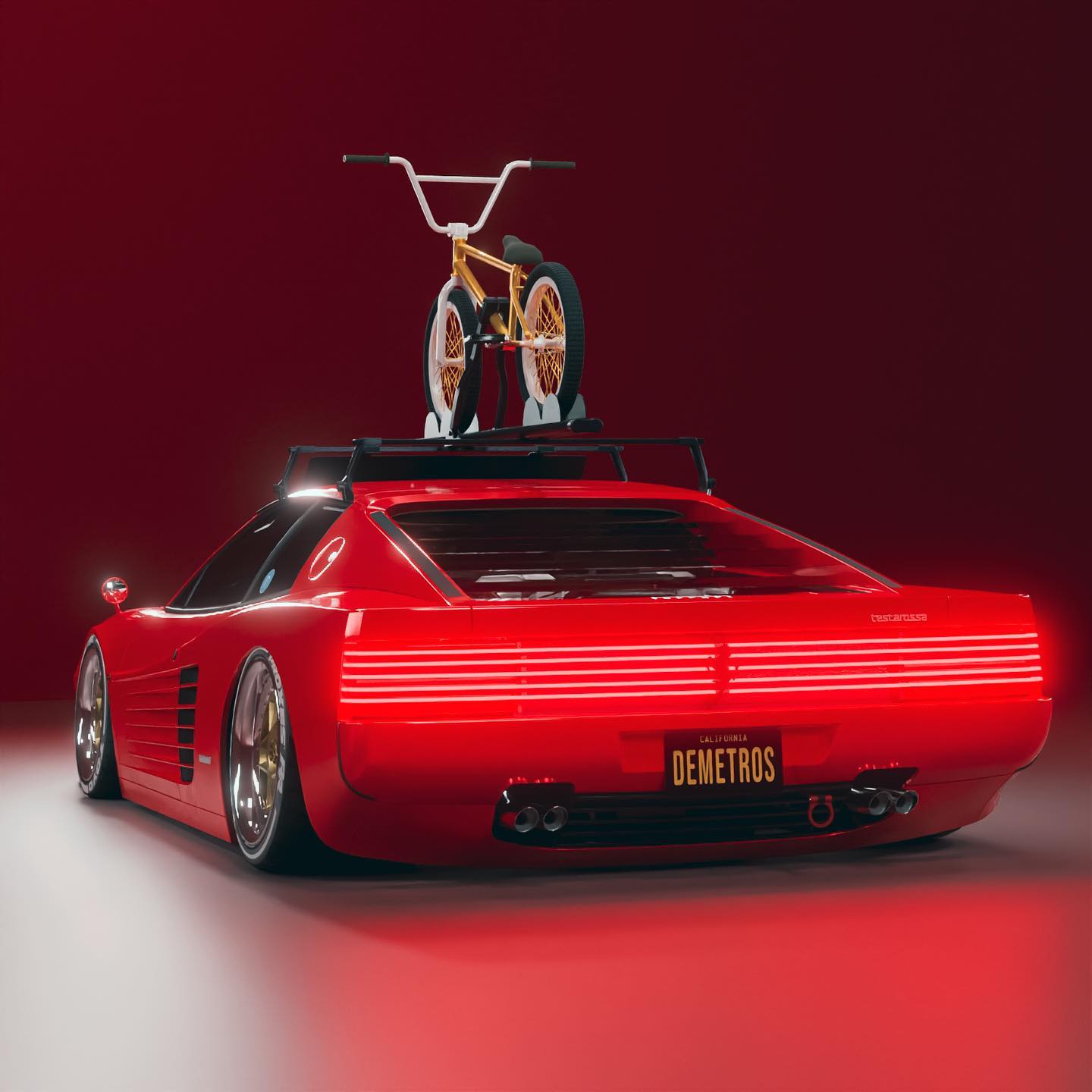 Stanced Ferrari Testarossa 'Rosie' CGI Restomod