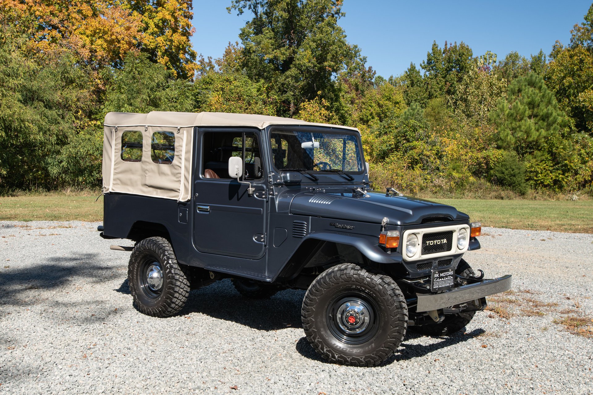 Restored 1983 Toyota Land Cruiser FJ43 in Porsche Venetian Blue