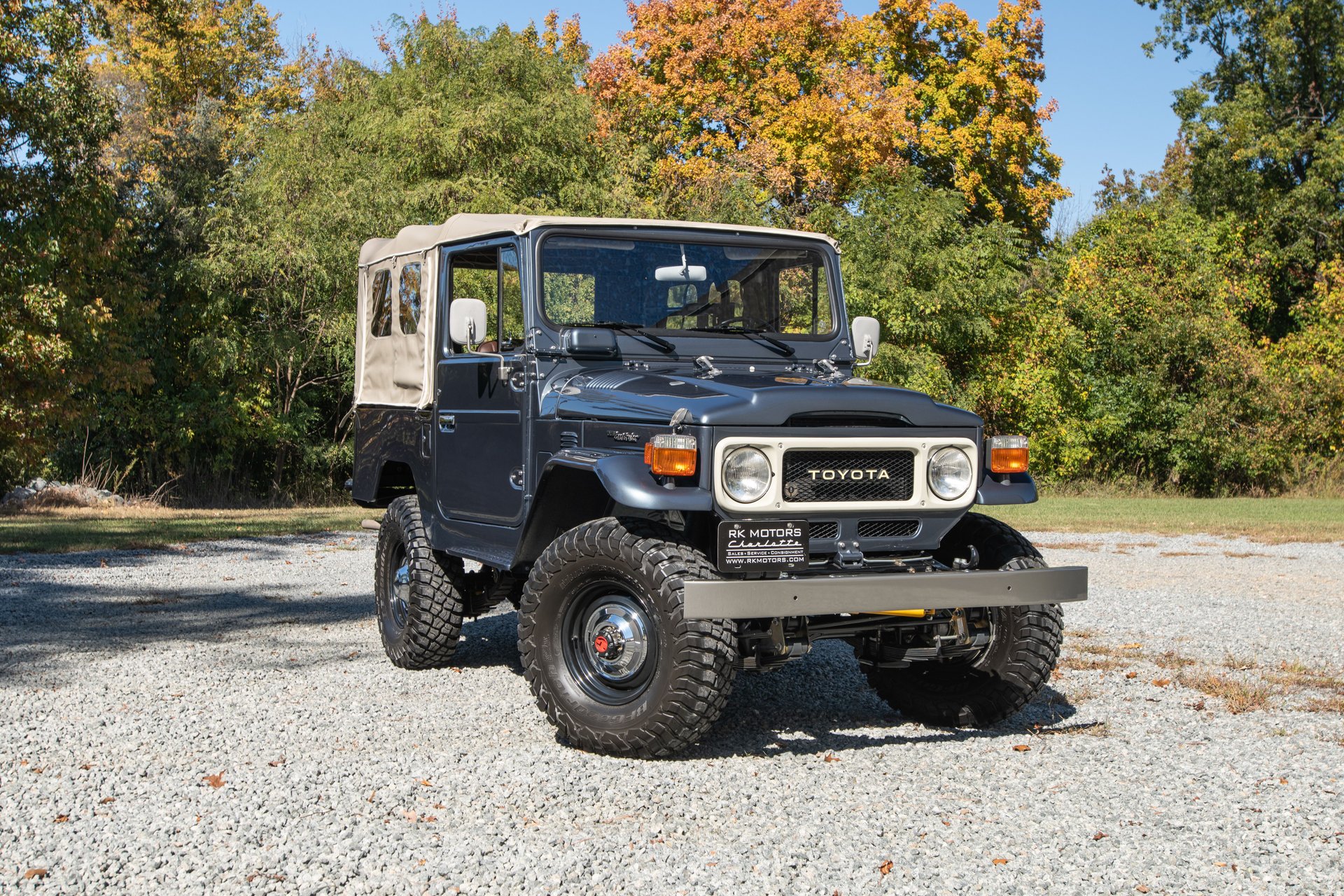 Restored 1983 Toyota Land Cruiser FJ43 in Porsche Venetian Blue