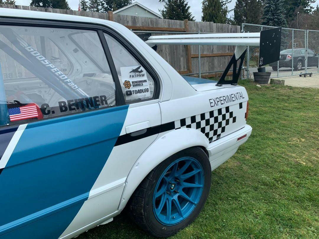 BMW E30 with Big Wang spoiler