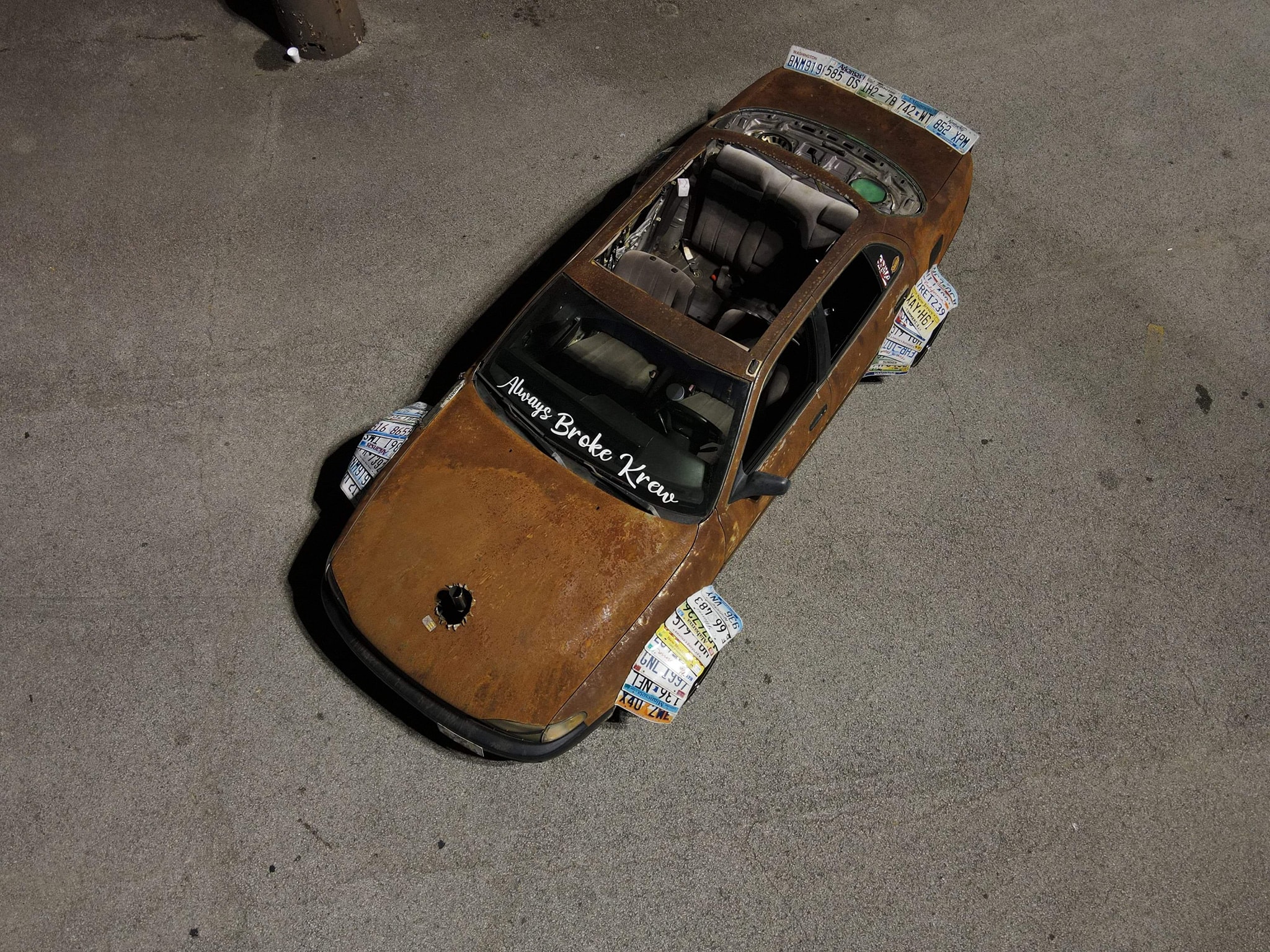 Rusted Rat Rod Toyota Camry with License Plate Fenders