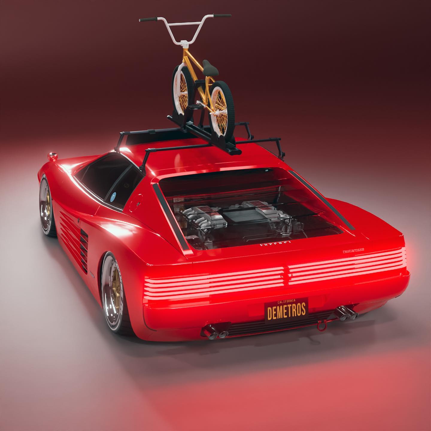 Stanced Ferrari Testarossa 'Rosie' CGI Restomod