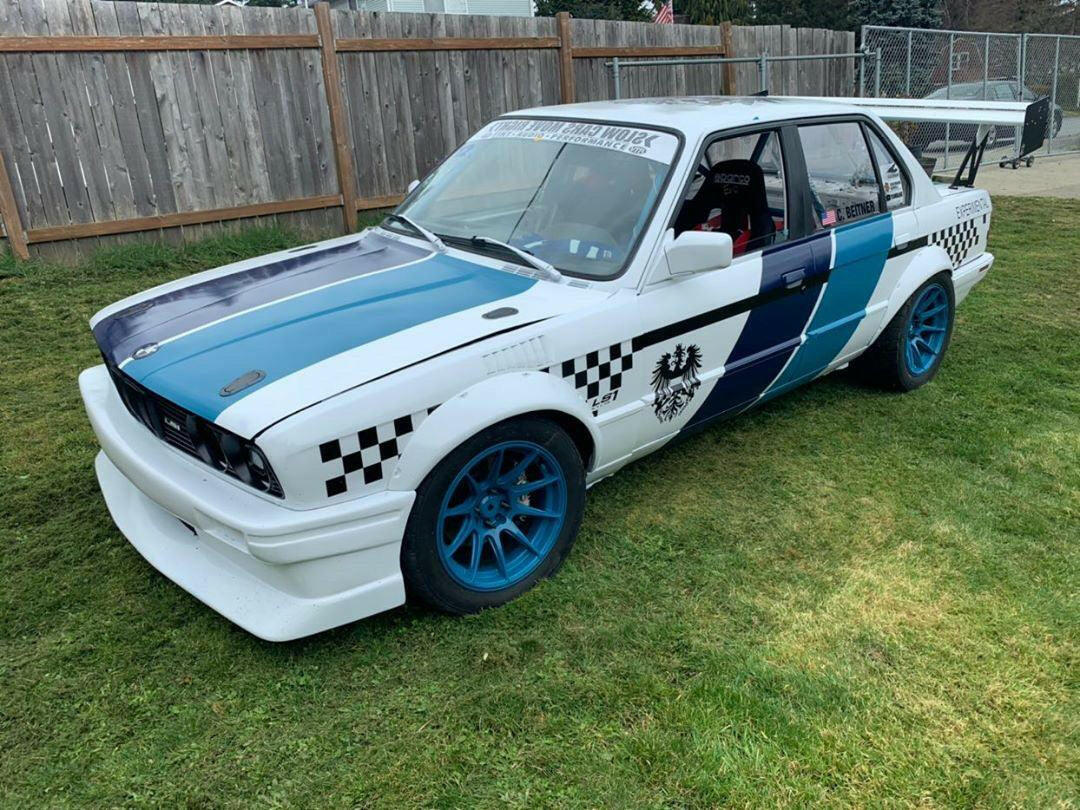 BMW E30 with Big Wang spoiler