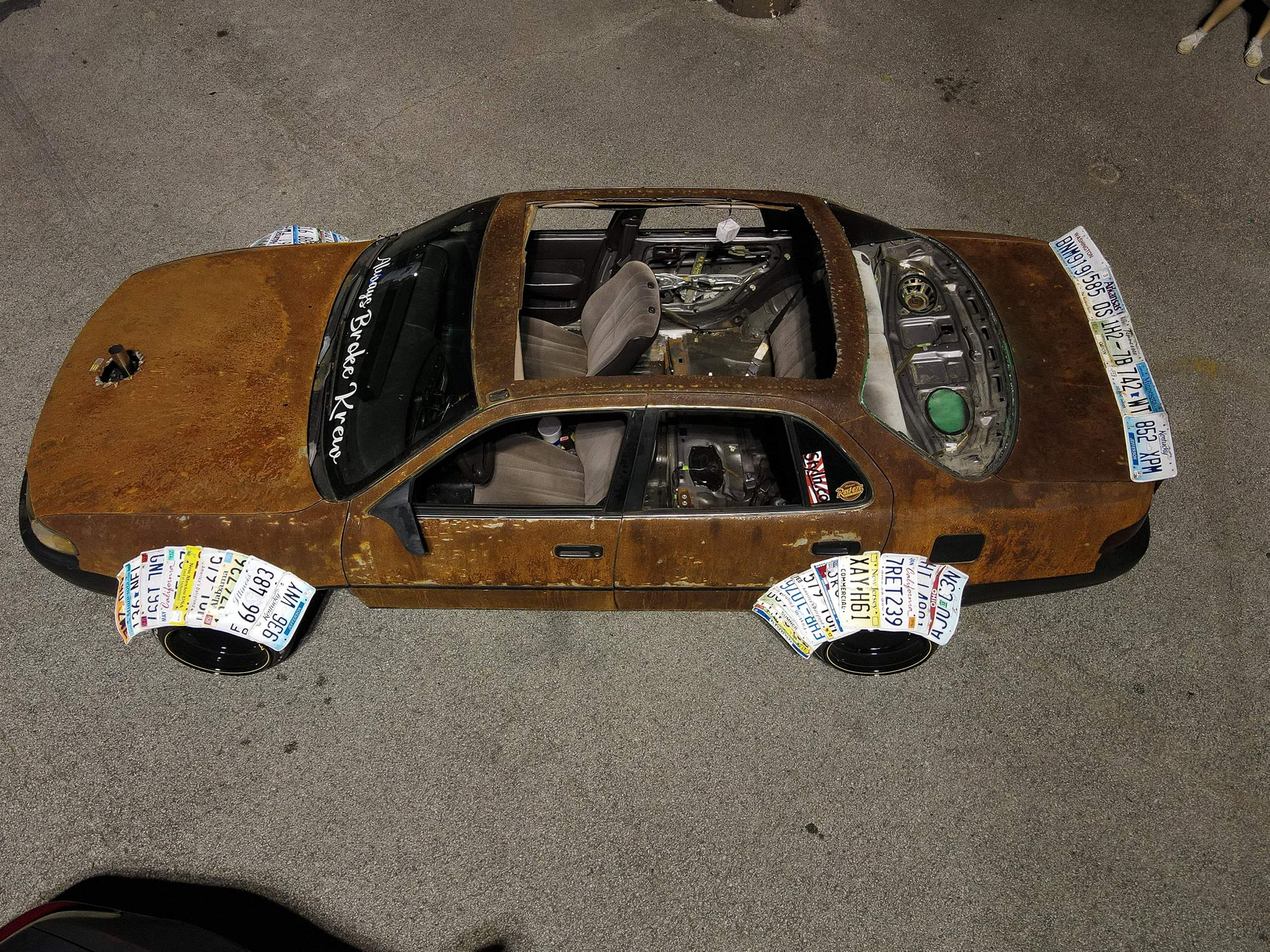 Rusted Rat Rod Toyota Camry with License Plate Fenders