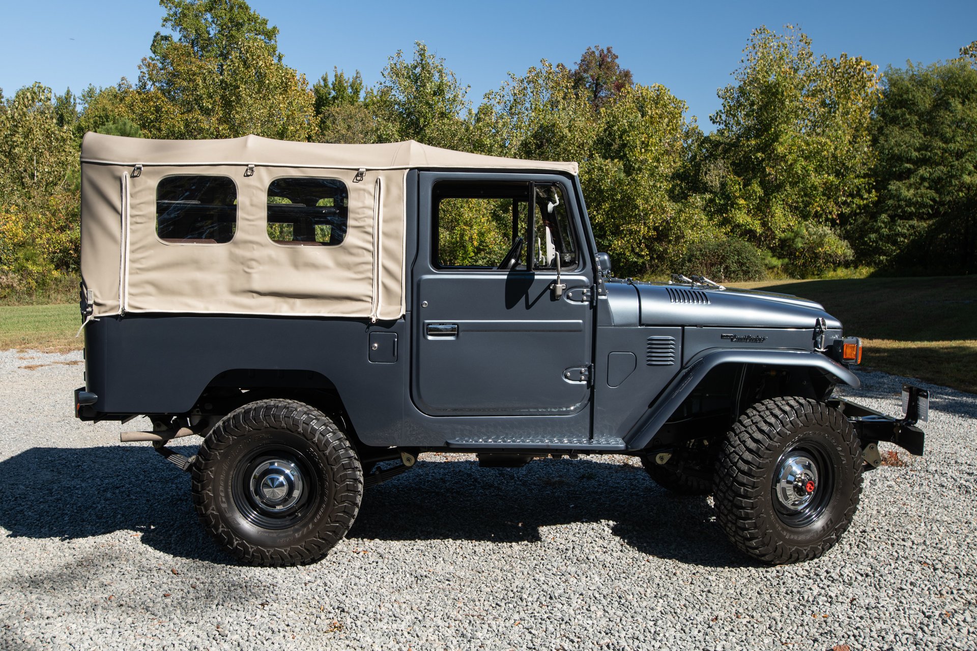 Restored 1983 Toyota Land Cruiser FJ43 in Porsche Venetian Blue