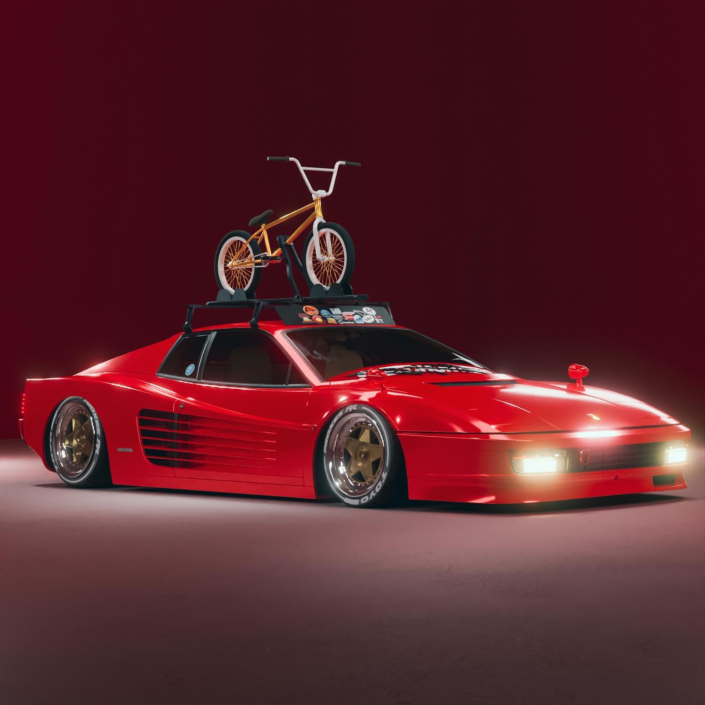 Stanced Ferrari Testarossa 'Rosie' CGI Restomod