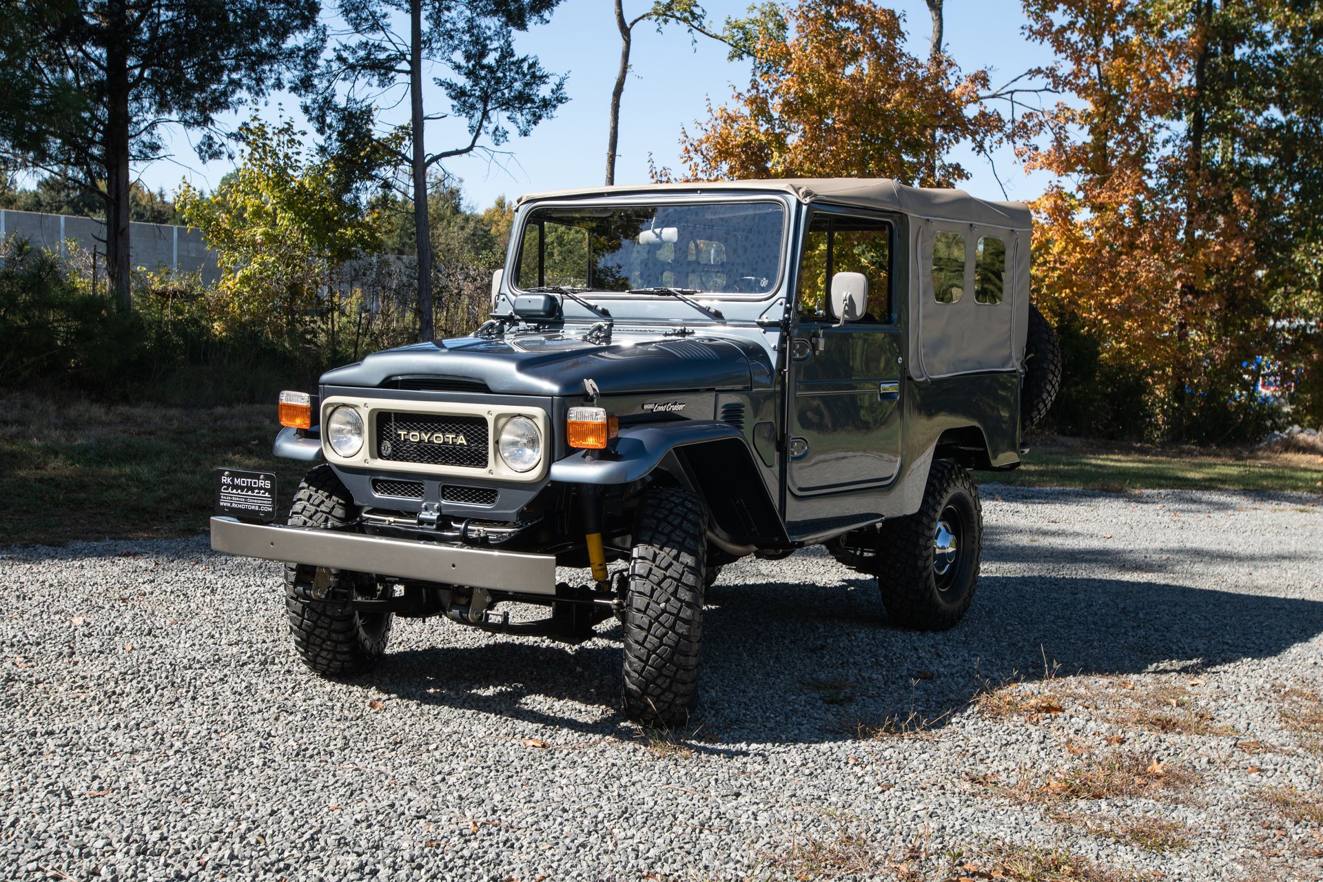 Restored 1983 Toyota Land Cruiser FJ43 in Porsche Venetian Blue